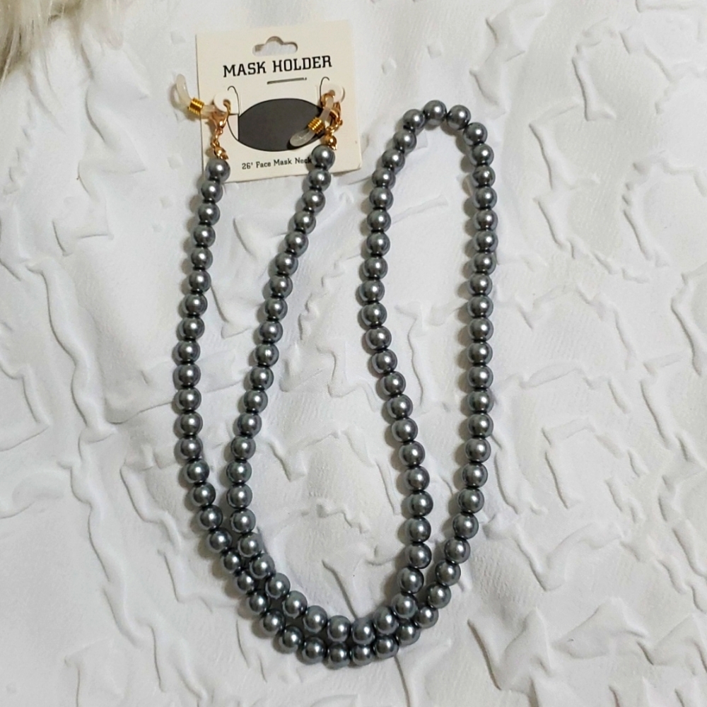 Elegant Pearl Grey Convertible Eyeglasses or Mask Holder – 26” Chain, Brand New